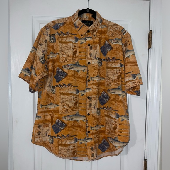 RedHead Fly Fishing Rainbow Trout Button Down Shirt Size Mens XL - Picture 1 of 3